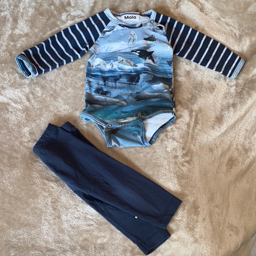 Neiman Marcus Molo ocean creatures onesie & pant set